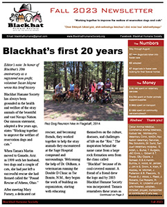 BLACKHAT HUMANE SOCIETY NEWSLETTER FALL 2023